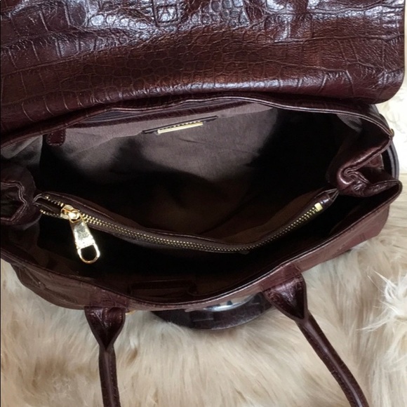 NEW BADGLEY MISCHKA SATCHEL BROWN CROC EMBOSSED LEATHER TOTE SHOULDER HANDBAG - Picture 5 of 12